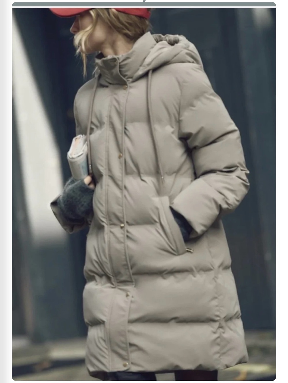 Zara Taupe Quilted Puffer